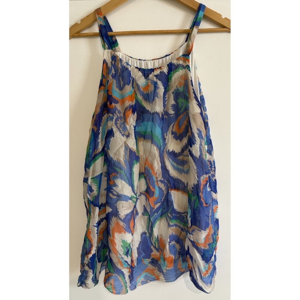 Bellambra Italy Silk Blend Abstract Brushstroke Camisole Tank Top Blouse Large